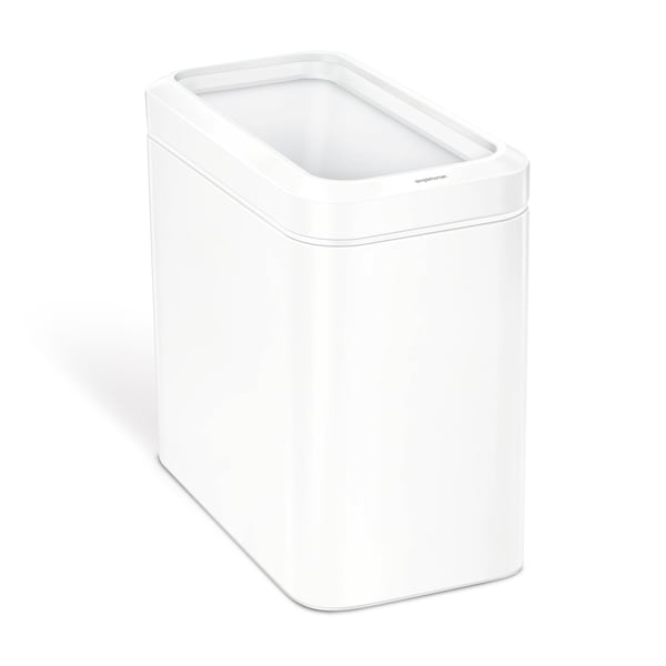 66 gal Rectangular Indoor Metal Can, White, Stainless Steel, 8.7 in